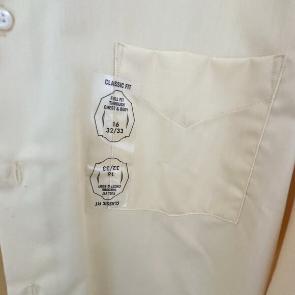 Van Heusen Lux Sateen No Iron Dress Shirt Men's 16 32/33 L/S Butter Yellow NWT - Picture 3 of 10